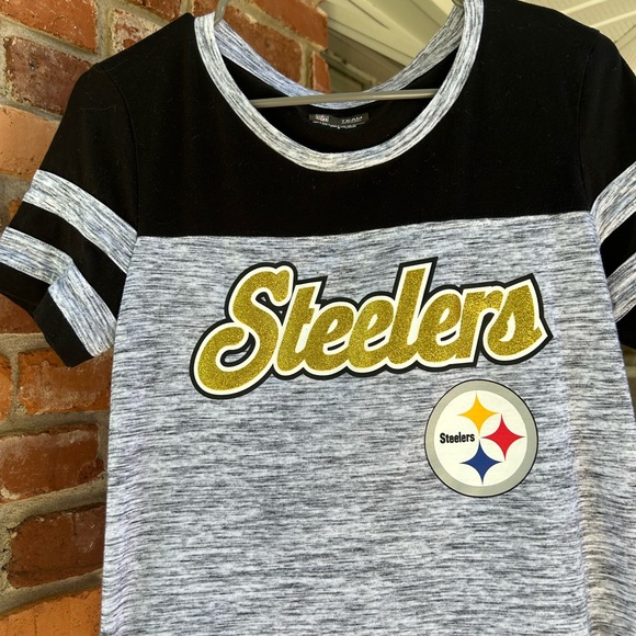 NFL Team Apparel STEELERS Glitter Logo Tee M - Picture 3 of 6